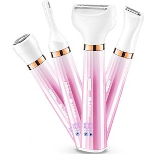 Smart-tech® Ladyshave 4-in-1 Voor Vrouwen - Nat & Droog Scheren - Digitaal Display - Scheerapparaat- Oplaadbaar - Gezicht/Bikinilijn/Wenkbrauw/Neus/Oor - Roze