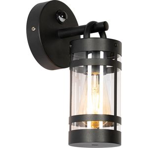 QAZQA ruben - Industriele Wandlamp met Bewegingsmelder | Bewegingssensor | sensor voor buiten - 1 lichts - D 168 mm - Zwart - Industrieel - Buitenverlichting
