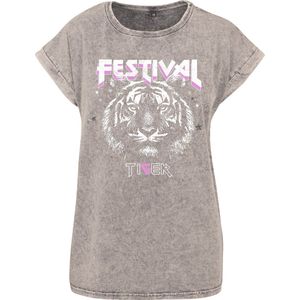 Festival shirt dames / festival outfit / tijgerprint / oversized dames shirt / Acid washed / maat S