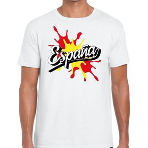 España/Spanje landen t-shirt spetter wit voor heren - supporter/landen kleding Spanje XXL