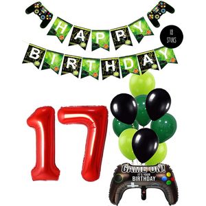 Cijfer Ballon 17 Game Videospel Verjaardag Thema - De Versiering voor de Gamers Birthday Party van Snoes