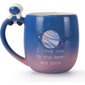 Koffiemok met astronautenhandvat en planeetpatroon, 3D keramische mok Ideaal als vakantie- of verjaardagscadeau voor iemand van wie je houdt, 480ML