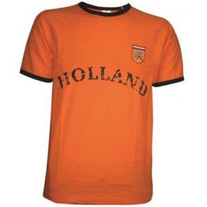 Retro T-shirt Oranje - EK/WK Nederlands Elftal - Voetbal met Holland logo - maat S