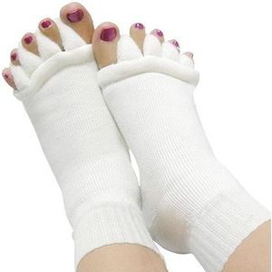 Tenenspreider - sokken (1 paar wit) - correctie sokken voor teen - comfortabele teencorrectiesokken voor dames , gymnastiekyoga sportmassagesokken, gezondheidssokken