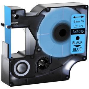 Label Tape Geschikt voor Dymo D1 45016 | 12 mm x 7 m | S0720560 - Zwart op Blauw - 1 stuk - Geschikt voor: 120P 150 160 210D 220P 260P 280 350 350D 360D 420P 450 450D