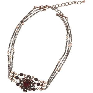 Behave Dames choker ketting rosé-kleur rood 35 cm