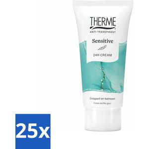 25 x Therme - Sensitive - Anti-transpirant Crème - Hydraterend - 60ml - Anti-transpirant Crème - Gevoelige Huid - Hydraterende Crème - 24h Bescherming - Anti-irritatie