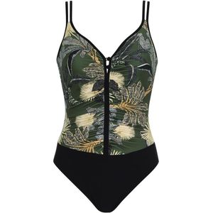 Sunflair - Badpak - Zwart/Groen Bladermotief