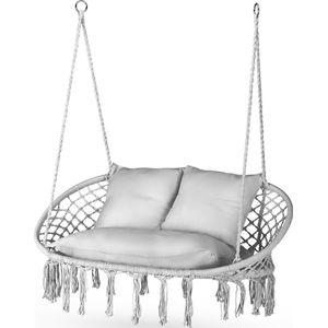 Outtec® Hangstoel XXL met 3 Kussens - tot 200kg - voor 2 Personen - Hangmand, Schommel voor Tuin, Terras, Balkon, Veranda - Boho Stijl