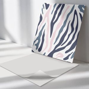 Wallfluent Vinyl Wandpaneel - Dierenstijlpatroon Vinyl Wandbekleding - 50 cm x 50 cm - Blauw PVC wandpaneel - Verpakking van 4 stuks - Vierkant Wandbekleding Vinyl - Patroon Wandpaneel - Zelfklevend Muurpaneel - Wandpaneel Keuken en Badkamer