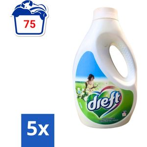 Dreft - Vloeibaar Wasmiddel - Gekleurde Was - Ochtendfris - 15 Wasbeurten - Bulkverpakking - 5 stuks