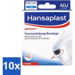10 x Hansaplast - Sport Tenniselleboog Bandage - Tennisarm Brace - Elleboogbraces - Verstelbaar - Zwart - Tennisarm - Golfarm - Onderarmklachten - Compressie Bandage - Vochtregulerend Materiaal