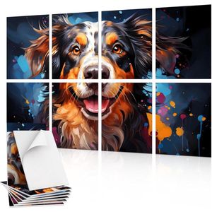 8-pak kunst akoestisch paneel - geluidsabsorberende panelen 40 * 30 * 0.9cm - decoratieve geluidswerende panelen - akoestische behandeling voor opnamestudio kantoor - thuis - Hond