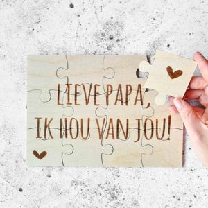 Houten puzzel A5 | Papa, ik hou van jou | Cadeautje voor papa