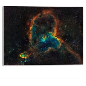 Forex - Blauw/Oranje Vlek in Heelal - 40x30cm Foto op Forex