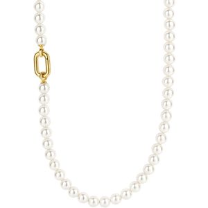 TI SENTO Dames Ketting - 925 zilver - Parel met geel verguld - Maat 48 - 34050YP