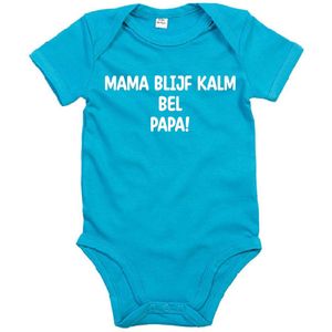 Rompertje Mama Blijf Kalm Bel Papa-Surf Blue-0-3 Maanden