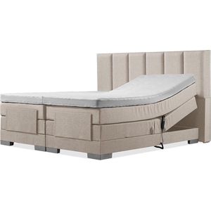 Soft bedden Elektrische Boxspring - 200x220 - Incl. verticaal hoofdbord - Beige met plint