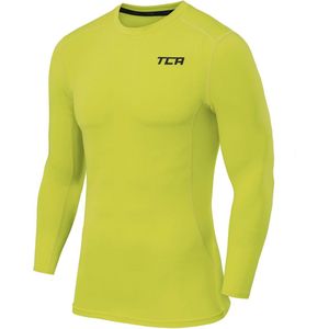 TCA Jongens Pro Performance Lange Mouw Hardloop Compressie Basislaag Top - Fel Groen, 6-8 Jaar