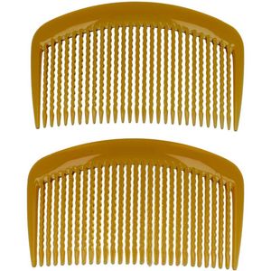 Haarsoires Haarspeld Sierkam Opsteekkammen - Basic fijne tand 9cm - Bruin - Set van 2 - Haarsteekkam voor Opgestoken Kapsels - Styling Tool - Haarversierkam - Haar Versiering