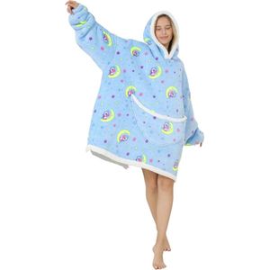Badrock hoodie deken met mouwen - TV deken - fleece deken met mouwen - fleece poncho -hoodie blanket - warm & zacht - Moon