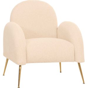 Lounge fauteuil MCW-N69, cocktail fauteuil, retro nosa ophanging stof/textiel chenille MVG-gecertificeerd ~ crème-wit