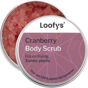 Loofys Body Scrub Cranberry - Natuurlijke & Exfoliërende Lichaamsscrub - Plasticvrij, Vegan & Duurzaam - Herbruikbaar Blikje - 150g