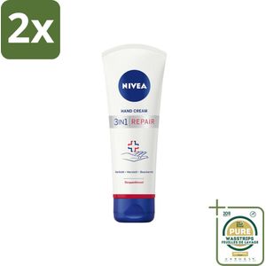 NIVEA - Handcrème - 3-in-1 Herstel - Verlicht - Herstelt - Beschermt - 100 ml - Voordeelverpakking - 2 stuks - Beschadigde handen - NIVEA
