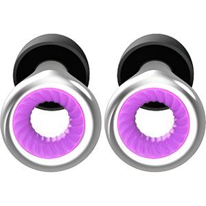 Herbruikbare Oordoppen voor Slapen en Festivals - Partyplugs - Gehoorbescherming - Festival Oordopjes - Slaapoordoppen - Geluidsdemping Tot 26 dB - 4 Maten XS/S/M/L - Chrome Platinum Zilver/Paars