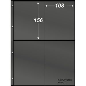 Hartberger Eurosystem E-2x2-Z met 8 vakken (156 x 108) 10 stuks zwart DUBBELZIJDIG - insteekbladen voor de verzamelaar - zuurvrij weekmakervrij hardfolie veilig transparant A4 kunststof insteekhoezen bladen insteekblad showtassen made in holland