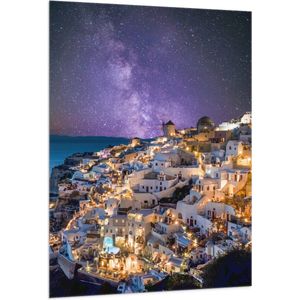Vlag - Gekleurde Witte Stad aan Zee - 100x150 cm Foto op Polyester Vlag