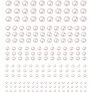 Witte Parel Zelfklevende Stickers - 2038st Ambacht Parelstickers - 3mm 4mm 5mm 6mm 8mm - Platte Achterkant - Halve Parel Stickers - Nagels Gezicht Make-up Scrapbooking