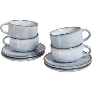 BELIANI - JUNIPER - Kop en Schotel Set van 4 - Lichtblauw - Steengoed