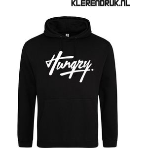 Honger | Hoodie | Sweater | Capuchon | Trui | Hooded | Print | Honger | Feest | Carnaval | Party | Zwart | Maat XL