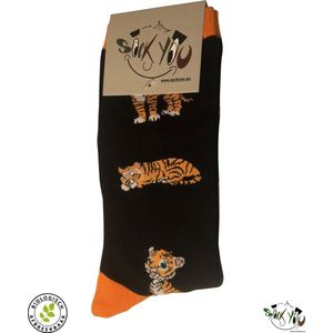 Sockyou sokken - 1 paar vrolijke Tijgertjes sokken - Maat 35-39