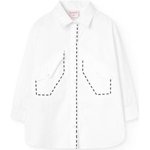 Boboli - Poplin Overhemd - Wit - Lange Mouwen - 10 Years Meisjes