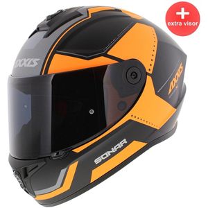 Axxis Draken S helm Sonar mat oranje S + Extra donker vizier