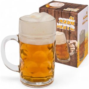 XL Glazen bierpul 1 liter - stabiele maatbeker vaatwasmachinebestendig