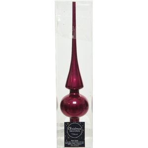 Glazen kerstpiek/kerstboom piek framboos roze (magnolia) - Kerstversiering kerstboom toppers