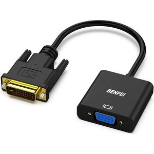 Benfei HD DVI-D naar VGA Adapter - Zwart - 24k Gold plated 1080p 60hz DVI naar VGA Adapter