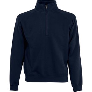 Navy blauwe fleece sweater/trui met rits kraag voor heren/volwassenen - Katoenen/polyester sweaters/truien L (EU 52)