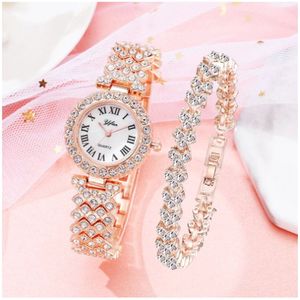 Fiory Sieradenset Horloge Armband| Rose Goud| Horloge | Armband | volledig vol met steentjes| bling bling| Luxe sieraden| rose goud en white