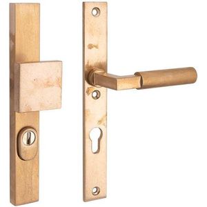 SKG3 knop/kruk op smal schild rechts Bauhaus m/ KTB messing antiek