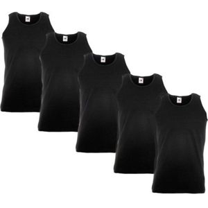 5 Pack Fruit of the Loom Valueweight Sportshirt-Onderhemd Zwart Maat XXXXL (4XL)