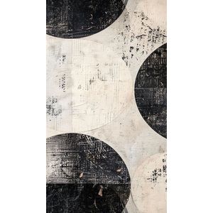 CosmoLiving - Cirkels Vintage Behang - Creme Zwart - Vliesbehang