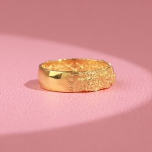 Rose bloem trouwring in 18K Verguld