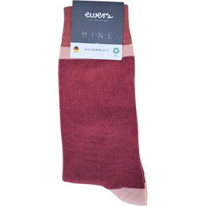 Ewers - katoenen sokken dames brede strepen - duurzame sokken - biologisch katoen - marone