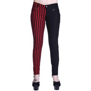 Banned - Half Black Half Striped Broek rechte pijpen - 2XL - Zwart/Rood