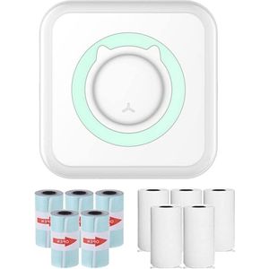 Portable Pocket Printer Inkless Photo Printer with 10 Rolls Thermal Paper for Android and IOS - Wireless Mini Printer for Notes Memo DIY Painting (Blue)