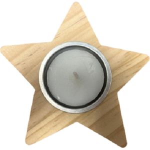 Gedenk waxinelichthouder - ster - hout